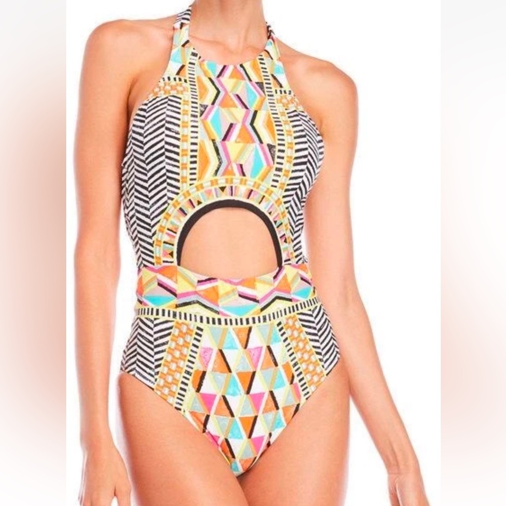 New Trina Turk Brasilia High Neck Swimsuit Size 6